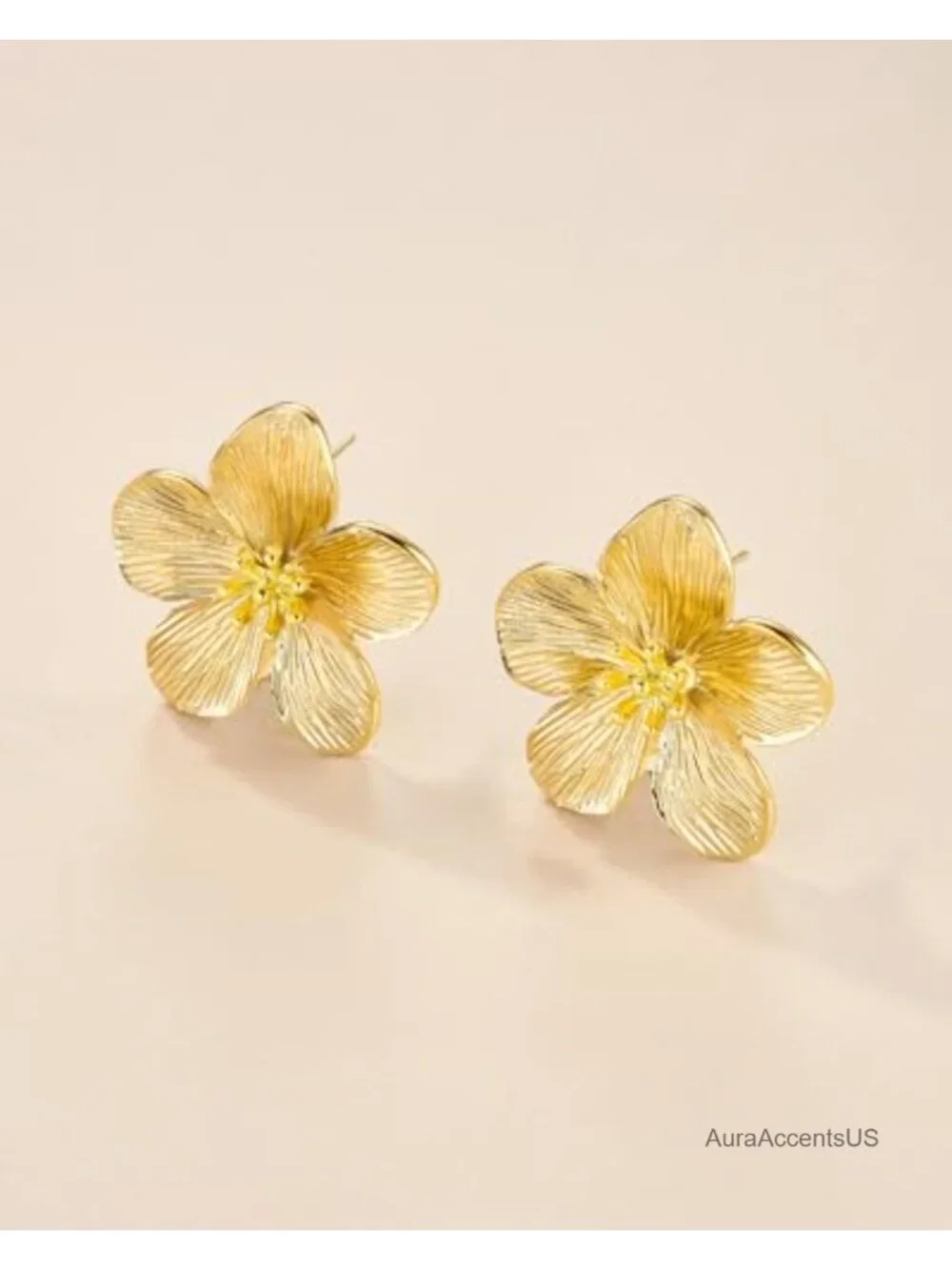18K Gold Plated Flower Statement Earrings Geometric Chunky Dangle Drop